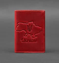 Кожаная обложка для паспорта с картой Украины коралл Crazy Horse