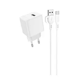 Сетевое зарядное устройство для Borofone BAS11A Erudite single port 1USB/2.1A+ Cable Type-C белый