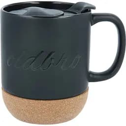 Керамічний кавовий кухоль OldBro blackingBlack 414 мл з корковим дном і кришкою