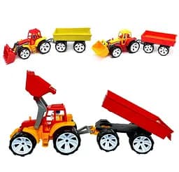 Трактор ковш + прицеп - цветной 007/10 BAMSIC, в сетке (4820123764421) Микс