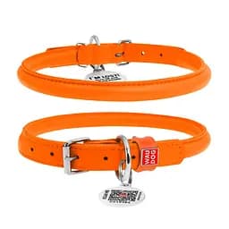 Ошейник для собак кожаный Waudog Glamour с QR-паспортом круглый Д 13 мм Д 53-63 см оранжевый