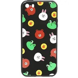 Чохол-накладка Toto Cartoon Print Glass Case Apple iPhone SE/5s/5 Line friends Black