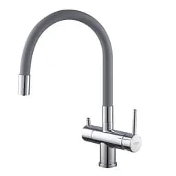 Змішувач для кухні на дві води з гнучким виливом Koer KB-72002-01 KR3383 Хром