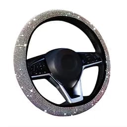 Блестящий чехол на руль 38 см со стразами для женщин, универсальный, противоскользящий, белый.