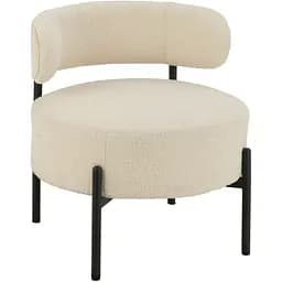 Пуф J-line на металлических ножках со спинкой из ткани букле белого цвета (50853)