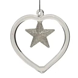 Ялинкова прикраса "Скляне серце із зіркою" Ø8,5*9 см, YQ1461643