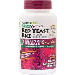 Натуральна добавка Natures Plus Herbal Actives Red Yeast Rice 600 mg, 120 міні таблеток