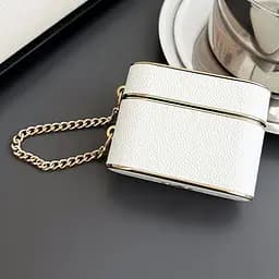 Шкіряний футляр Suitcase для навушників AirPods 3 White - мініатюра 2