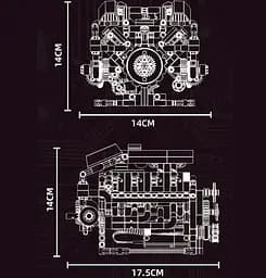Конструктор двигун V8 Ferrari F40 LM акумуляторний мотор з додатком STEM конструктор двигуна внутрішнього згорання для дітей та дорослих, 700 деталей - мініатюра 10