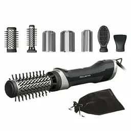 Фен-щітка Rowenta Renewal Brush Active, 1000Вт, 3 режими, іоніз-я, хол. обдув, обгорт. насадка, 5 насадок, кераміка, чорний