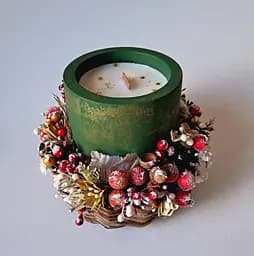 Рождественский подсвечник со свечой ручной работы Svich Shop коллекция Сказочное Рождество