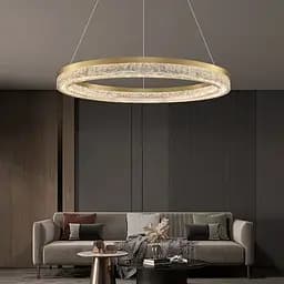 Золота кільцева люстра з епоксидною смолою 80 см Line F Арт. MJ317-800 AB+CL