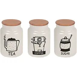 Банка Herevin White-Black Tea-Coffee-Sugar Mix з бамбуковою кришкою 0.890 л в асортименті (232001-264)