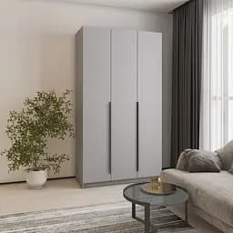 Шафа 3-дверна MebelStar Оскар ДСП BG, блок шухляд 120x52x220 см Сіра мишка (MBS-4566)