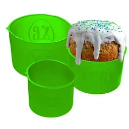 Набір з 3 силіконових форм для випікання великодньої випічки пасхи та пасок (паски) Ø20/12/15 см, A-plus Салатовий 86121
