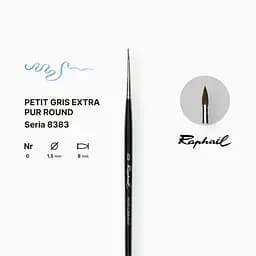 Пензель білка кругла Raphael Petit Gris Extra Pur, №0, професійний, коротка ручка - мініатюра 2