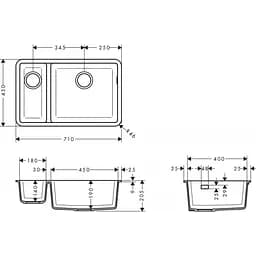 Кухонна мийка Hansgrohe S510-U635 під стільницю 180/450 Stonegrey 43433290, Сірий - мініатюра 2