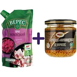 Гірчиця ВХС Деліссо, французька в зернах 190 г + Хрін Верес Український 130 г