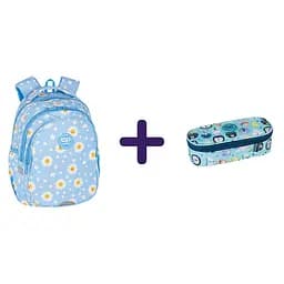 Набір: Рюкзак шкільний CoolPack Jerry Daisy Sun (F029834) + Пенал на блискавці CoolPack Campus з органайзером 23x9x5 см блакитний (E62547)