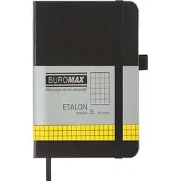 Книга записна Buromax Etalon в клітинку 140х95 мм чорна 96 аркушів (BM.296160-01)