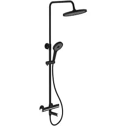 Душова система з термостатом Gappo G2403-56, вилив - перемикач на лійку 3 режими, чорний/хром, Чорний матовий