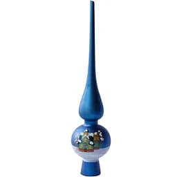Верхівка на ялинку з розписом Linhai h=28 см d=6 см синій матовий скло (390496-4)