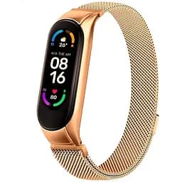 Ремешок для фитнес-браслета Boorui для Xiaomi Mi Band 5 и 6 миланская петля розовое золото