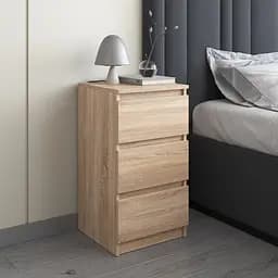 Тумба приліжкова Vays, в спальню, сучасна, 3 шухляди, без ручок R-30 Дуб Сонома