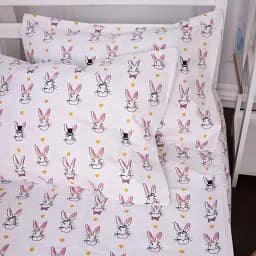Простирадло MirSon на резинці Бязь Kids Time 17-0529 Bunnies white 70х130 см біле (2200008620158) - мініатюра 4