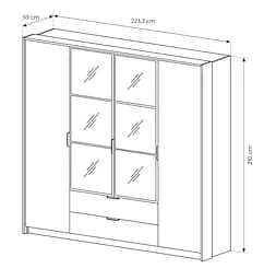 Шафа для одягу Perfect Home Мілтон / Milton 4-дверна з дзеркалом 4D2S/220 Каштан/антрацит (PFH-091085) - мініатюра 6