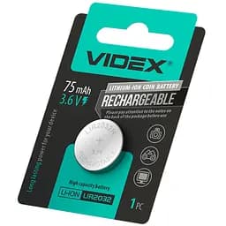 Акумулятор літієвий Videx LIR2032 BLISTER CARD 1 шт. (LIR2032 1B)