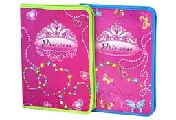 Тека на блискавці з глітером, А4, 380 мкм, Princess' Jewelry (В асортименті)