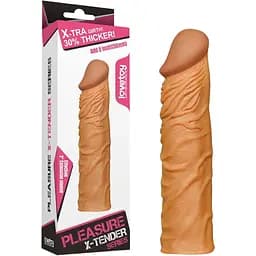 Насадка на пенис Lovetoy Pleasure X-Tender Penis Sleeve Flesh Add 2 19.5 см коричневый
