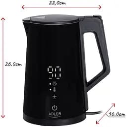 Електрочайник Adler AD 1345 black 1850-2200Вт/1.7л/STRIX/встановлення температури/(AD1345B) - мініатюра 6
