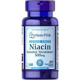 Ніацин Puritan's Pride Flush Free Niacin Inositol Niccotinate 500 mg 100 капсул