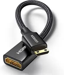 Кабель Ugreen Mini HDMI штекер to HDMI 2.0 разъем 4K 60Hz 25CM Black Aluminum Shell Braided (15843)