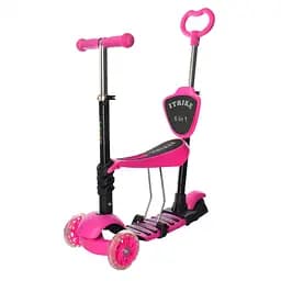 Детский трехколесный самокат JR 3-026-K с родительской ручкой Розовый