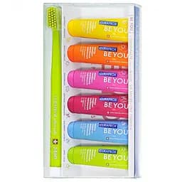 Набор для ухода за ротовой полостью Curaprox: Зубная паста Be You Отбеливающая 10 мл (6 шт.) + Зубная щетка Curaprox Ultra Soft 5460