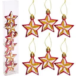 Набір ялинкових іграшок Bambi Зірки 6 шт. (YH1-220)