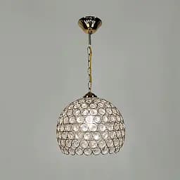 Золотий підвісний світильник із декоративним кришталем Ø 25 см | Line F | Арт. 402/1L GD