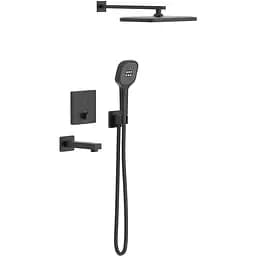 Душова система прихованого монтажу з термостатом та виливом Imprese Bilovec Click верхній душ 320x210 мм ABS black matt t04800910SBC, Чорний матовий