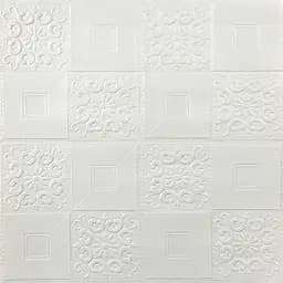 Самоклеюча декоративна стельова стінна 3D панель Sticker Wall 700x700x3мм Білий 114-3 SW-00000697