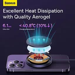 Бездротовий зарядний пристрій Baseus Simple Mini3 Magnetic Wireless Charger 15W Dusty Purple (CCJJ040205) - мініатюра 10