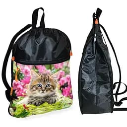 Рюкзак-мішок для взуття, спортивної форми з кошеням дитяча сумка для змінки з розширювачем (01251)