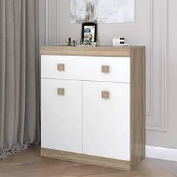 Комод для дома Эверест Соната-4 Телескопические с дверью и ящиком 80х38х94 см дуб сонома + белый (EVR-2065)
