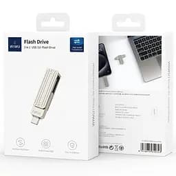 Флеш-накопичувач WIWU Wi-FD001 3in1 (USB-A/C/L) USB 3.0 — 32GB Silver - мініатюра 6