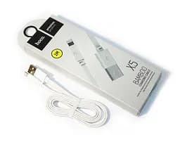 Кабель Hoco X5 Bamboo плоский USB - Lightning 100 см белый