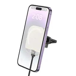 Автодержатель с БЗУ Hoco HW17 Crystal (air outlet) White