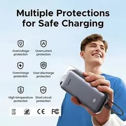 Батарея універсальна Ugreen 20000mAh 45W with Built-in Cable (PB536 55988B) (PB536 55988B) - мініатюра 3