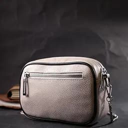 Вечірня жіноча сумка на ланцюжку з натуральної шкіри Vintage 22380 біла - мініатюра 7